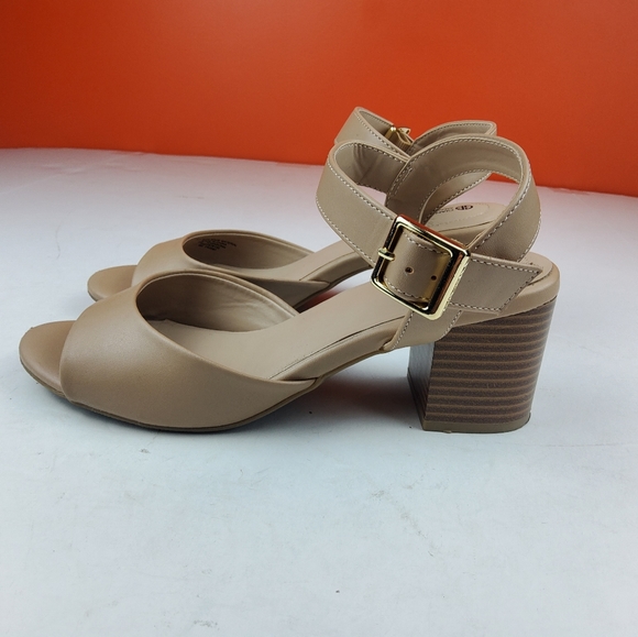GIANI BERNINI Womens Beige Pulltab Cushioned Goring Sloann Round Toe Stacked Heel Zip-Up Booties M